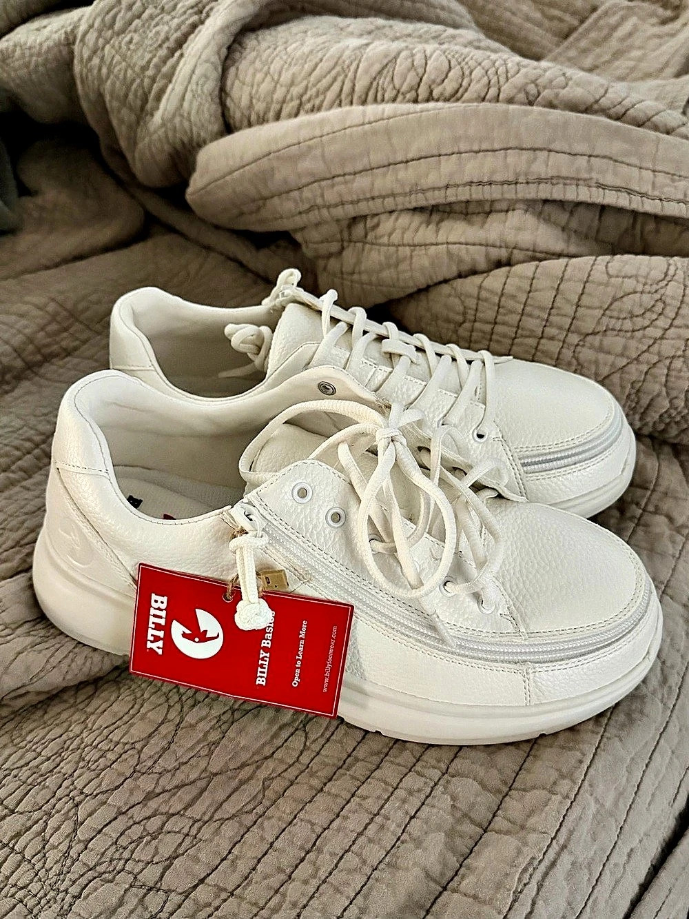 AFO Friendly BILLY Work Comfort Low Women's White Sneakers US 8.5 Extra Wide NWT